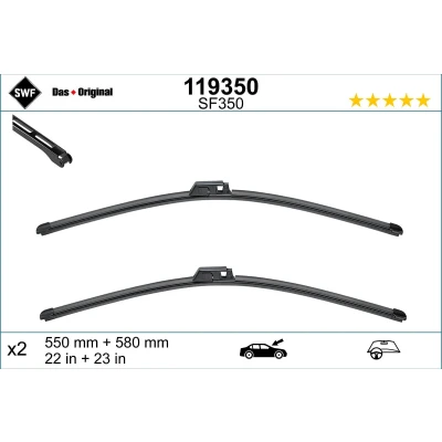 Immagine di Spazzola tergi Swf Visioflex 119350 anteriore Senza telaio AUDI: A4 B6/B7 Cabrio