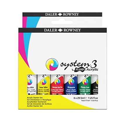 Immagine di Daler Rowney System3 Acrilico Fluido Set Flacone 6 x 29,5 ml