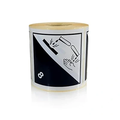 Immagine di MD Labels 500 etichette per merci pericolose classe 8 Sostanze corrosive 100 x mm spedizioni come etichettatura di pericolose, adesive