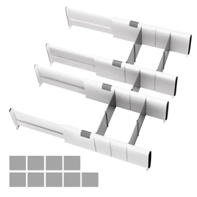 Immagine di Divisori per Cassetti Organizer Separatori Regolabili Separatore Caricati a Molla con 9 Inserti Cucina Comò Bagno Camera da Letto 27 44cm Set di 4