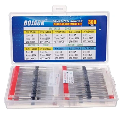 Immagine di BOJACK 10 Valori 300 pezzi Diodi raddrizzatori 1N4001 1N4002 1N4003 1N4004 1N4005 1N4006 1N4007 Schottky 1N5817 1N5818 1N5819 Assortimento Kit