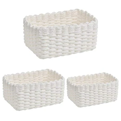 Immagine di DODUOS 3 PCS Cestini Portaoggetti in Corda di Carta, Organizzazione Multiuso Cestino Conservazione per Bagno e Cucina (Bianco, Dimensioni)