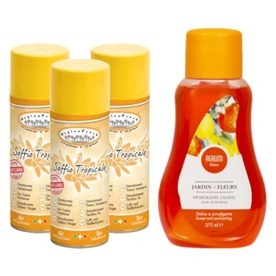 Immagine di YESHI Set 3PZ Deodorante SALVATESSUTI Soffio Tropicale 150ML+ Liquido 375ML (Soffio Tropicale)