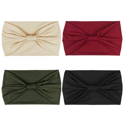 Immagine di DRESHOW 4 Pezzi Fasce per Capelli Donna Elastica Turbante Fascia Cerchietti Annodato Accessori