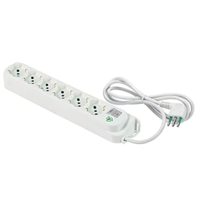 Immagine di FANTON 474304ECO Multipresa 6 posti OMEGA ECO RELIFE prese bipasso schuko 2P+T 16A cavo 1,5 m. spina piccola 10A + interruttore automatico luminoso di sovraccarico