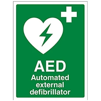 Immagine di Defibrillatore Vsafety 31033AN S “AED Automated External Defibrillator primo soccorso General Sign, autoadesivi, ritratto, 150 mm x 200 mm, verde