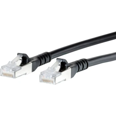 Immagine di Metz Connect 1308453000 E RJ45 cavo di rete, patch CAT 6A S/FTP 3.00 m Nero con protezione 1 pz.