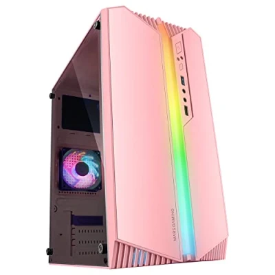 Immagine di Mars Gaming MC S1, Case PC Micro ATX Ultra Compatto, Illuminazione Frontale ARGB 12 Modi, Ventola FRGB, con Finestra Laterale Completa, Supporta Raffreddatori Liquido fino a 120mm, Rosa