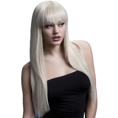 Immagine di Smiffys Collezione Fever Parrucca Jessica, biondo, lunga, liscia con frangetta, 66cm / 26in
