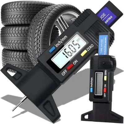 Immagine di Retoo Misuratore di profondità del profilo dei pneumatici digitale 0 25,4 mm con display LCD ed adatto per il funzionamento 40 gradi Celsius, indicatore auto,