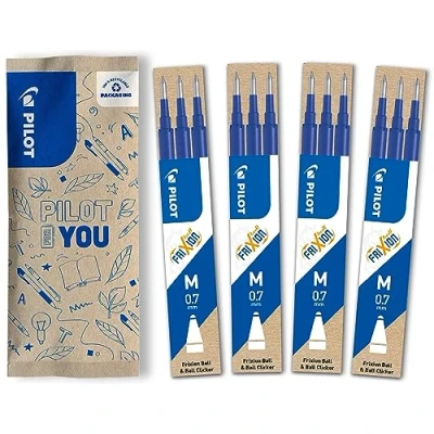 Immagine di Pilot FriXion, 4 set da 3 Ricariche per penna cancellabile Frixion Ball e Clicker, Colore Blu, Punta Media