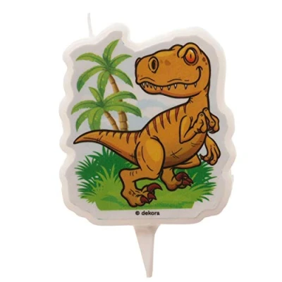 Immagine di Dekora Candeline Compleanno dei Dinosauri Un T rex in 2D di 7,5 cm