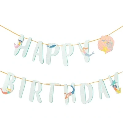 Immagine di Talking Tables WAVESGARLAND Ghirlanda di bandierine riutilizzabili per feste a tema sirena, decorazione mare Lo striscione carta è 3 metri, W