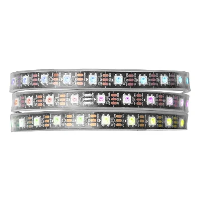 Immagine di BTF LIGHTING Strip Led WS2812b Indirizzabile Individualmente 1m 60Leds Retro Flessibile PCB Nero Colore Dream IP67 Impermeabile DC5V