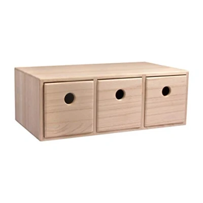 Immagine di Rayher Cassettiera Mini In Legno con 3 Cassetti, Naturale Non Trattato, 32 x 18 11.5 cm, per Piccoli Oggetti, Cancelleria, da Colorare e Decorare, 62909505