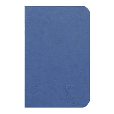 Immagine di Clairefontaine 734164C collezione Age Bag Un taccuino a punto metallico blu 9x14 cm 96 pagine rigate carta Bianca 90g Copertina Lustrée grana effetto cuoio