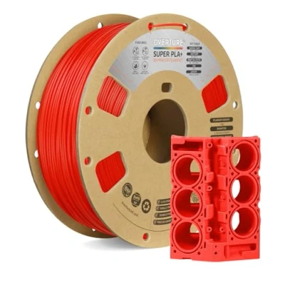 Immagine di OVERTURE Super PLA+ Filamento 1.75mm, Toughness Enhanced PLA Plus, 1kg Bobina(2.2lbs), Precisione Dimensionale +/ 0.03 mm, per Stampante 3D (Red)