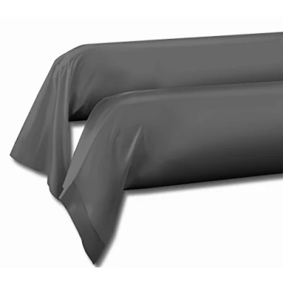 Immagine di HOME LINGE PASSION Taies Traversin (Lot DE 2), Coton, Gris Anthracite, Tall, 85x185 cm, 2 unità