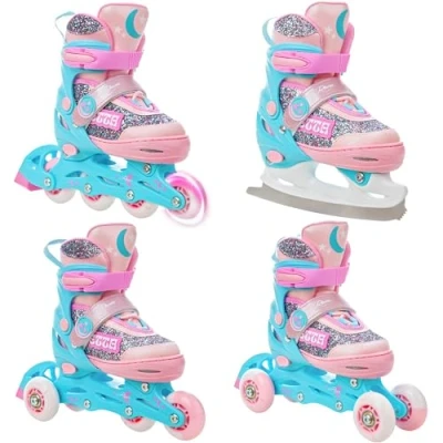Immagine di Raven pattini in linea 4 1 per bambini, a rotella/triskates Etta regolabili con LED (27 30 (16,5 18,5 cm)