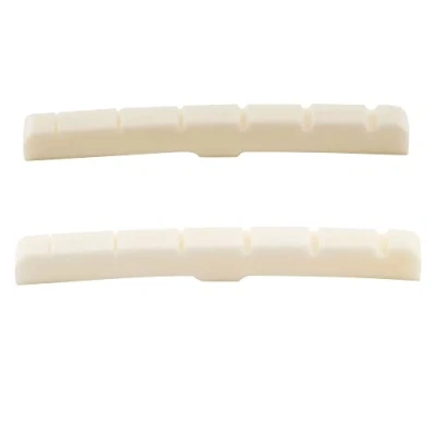 Immagine di Musiclily Pro 43mm Capotasto in Osso Scanalato Inferiore Curva per Chitarra Elettrica Stratocaster Telecaster, 43x3,2x5,1 mm (2 Pezzi)