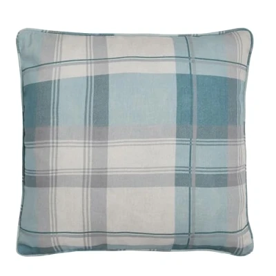 Immagine di Fusion cuscino tartan blu uovo d&#039;anatra (43 x 43) 100% cotone Imbottitura inclusa a scacchi celeste quadri Cuscini azzurri con federe incluse/inserti