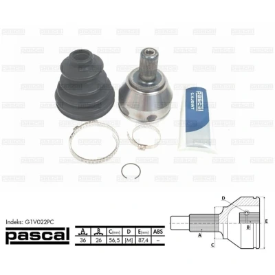 Immagine di PASCAL G1V022PC Kit Giunto Omocinetico lato ruota VOLVO: XC60 I, V40 Hatchback, C30