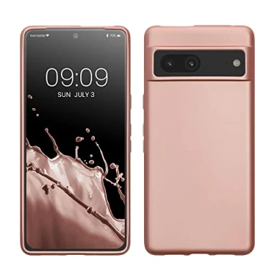 Immagine di kwmobile Custodia Compatibile con Google Pixel 7 Cover Back Case Morbida Protezione in Silicone TPU Effetto metallizzato oro rosa