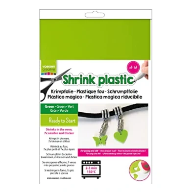 Immagine di Vaessen Creative Plastica Termoretraibile, Verde, 4 Fogli, Formato A4, Progetti Creativi Divertenti per Tutte le Età, 21 x 30 cm
