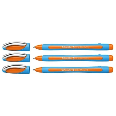 Immagine di Schneider Slider Memo XB Penna a sfera con cappuccio, tratto XB, made in Germany, confezione da 3 pezzi, colore: Arancione