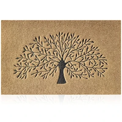 Immagine di AOAOPQ Homepage,Tappetino con albero della vita, per esterni, interni e porte anteriori, resistente, impermeabile, antiscivolo, ingresso, corridoio, cucina, 45x70 cm, colore: marrone