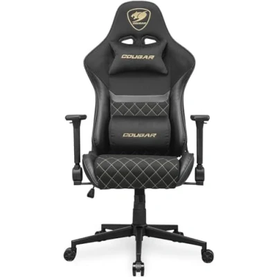 Immagine di COUGAR Sedia da gaming Armor One V2 Gold F, superficie in tessuto, braccioli pieghevoli 4D, reclinabile a 155, regolazione dell&#039;altezza del pistone, supporto fino 120 kg, nero e oro