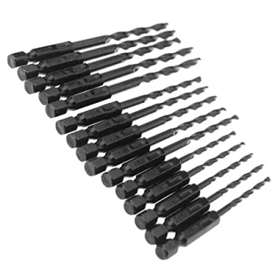 Immagine di Set di 15 punte per trapano da 3mm/4mm/5mm e 1/4&quot;, in acciaio, ad alta velocità, con codolo esagonale Hss