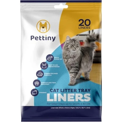 Immagine di Pettiny 20 Sacchetti per Lettiera Gatti con Coulisse Sacchi Resistenti ai Graffi Cassetta Igienica Media e Grande
