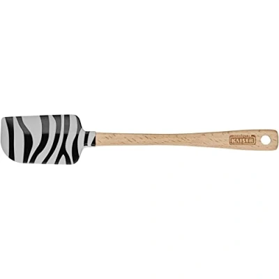 Immagine di Kaiser Go wild Raschietto per impasti, 23 x 4 cm, 100% silicone, manico in legno, resistente al calore, motivo zebrato