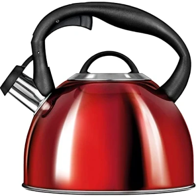 Immagine di SMILE MCN 13/C1 Bollitore non elettrico, per tutti i piani cottura, compresi quelli a induzione, 3 l, in acciaio inox, manico caldo, temperatura necessaria, fischietto rosso lucido