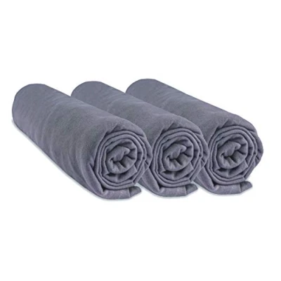 Immagine di Set di 3 lenzuola da 70 x 140 cm, per lettino bambino, 100% cotone jersey grigio estensibile e traspirante sonno sano Marchio Easy Dort Certificato Oeko Tex Qualità