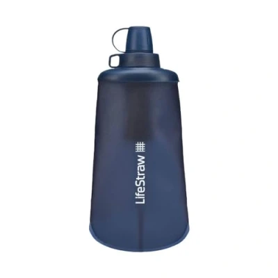 Immagine di LifeStraw Peak Series Borraccia pieghevole con sistema di filtraggio dell&#039;acqua 650ml per trail running, hiking, viaggi, ciclismo, e pesca. Senza BPA, Mountain Blue (blu)