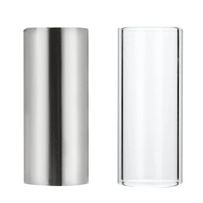 Immagine di 2 Pezzi Vetro Slide e Acciaio Inox Set,Slide in per Chitarra Basso Strumento Accessorio 6 CM