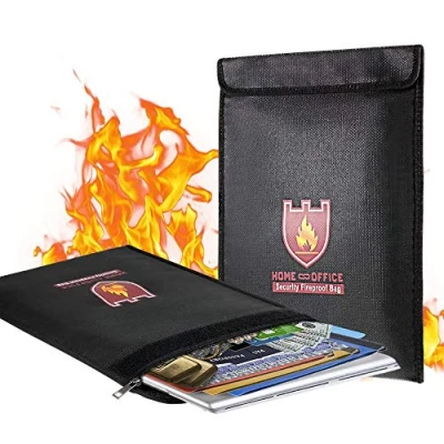Immagine di Borsa per Documenti Ignifuga 38 x 28cm, Resistente al Fuoco Impermeabile Documenti, Denaro, Passaporto, File Bancari e Contanti