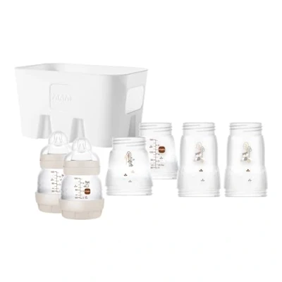 Immagine di MAM Easy Start Set di 6 biberon anti coliche (2 x 130 ml, 160 260 ml) e cestino per biberon, colore: Beige