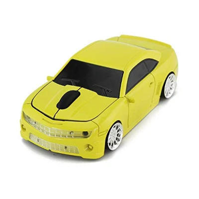 Immagine di ECOiNVA mouse per auto wireless computer portatile e portatile, ottico da 2,4 GHz DHF (giallo)