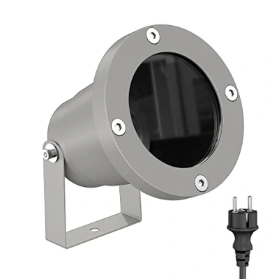 Immagine di ledscom.de faretto da giardino DUK per esterni, IP65, spina, grigio, 1x GU10 max. 15W, impermeabile, letto, esterno, illuminazione lampada giardino, piante,