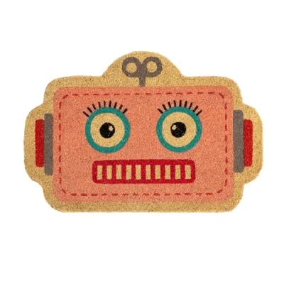 Immagine di Fisura Zerbino originale “robot in cocco con base antiscivolo PVC. per ingresso casa. rosa. dalla forma originale. Misure: 60 cm x 40