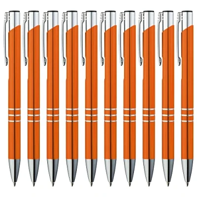 Immagine di GIMEI® Set di 20 penne a sfera in metallo, alta qualità, Kulli per una scrittura semplice e morbida, penna blu arancione un&#039;attrazione visiva