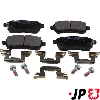 Immagine di JP GROUP 3863604610 Kit pastiglie freno Assale anteriore con segnalatore acustico usura SUZUKI: SWIFT 4, 5, Baleno II Hatchback