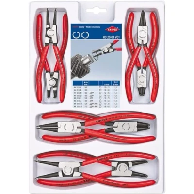 Immagine di Knipex 00 20 04 V01 Kit pinze per Anelli di sicurezza Adatto (Pinze anelli) esterni ed interni 19 60 mm, 12 25 mm 10 Forma della
