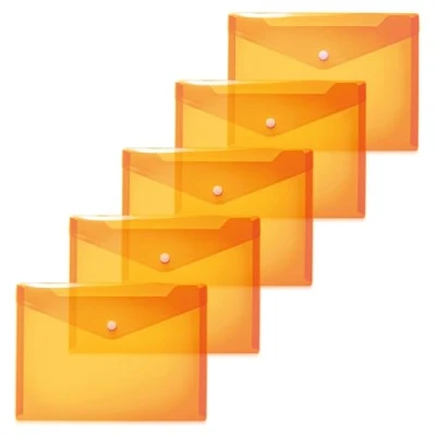 Immagine di HERMA 20057 Portadocumenti trasparenti in polipropilene con bottone a pressione per scuola, università, ufficio, buste polipropilene, 25 x 18 cm, colore: Arancione