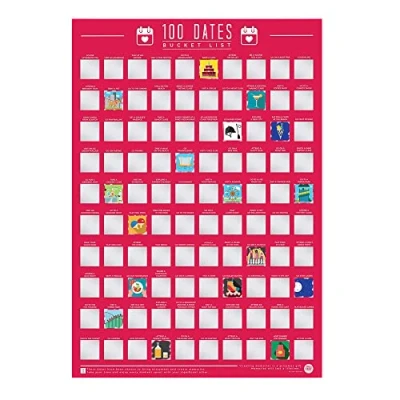 Immagine di Gift Republic Poster con scritta in inglese&quot;100 Dates Bucket List&quot;, formato A2, per Studio, colore: Rosa