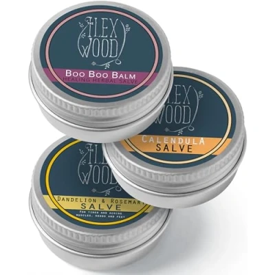Immagine di Set regalo Vegan Herbal Salve │ Per irritazioni cutanee, graffi, morsi, punture, lenisce eruzioni cutanee. 3 x 100 ml. Prodotto a mano nel Regno Unito, 100% naturale, cruelty free, senza plastica