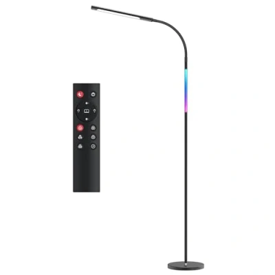 Immagine di tomons Lampada da Terra LED, Piantana RGB Dimmerabile, Regolazione Graduale Della Luminosità Temperatura Colore, con Timer e Funzione Memory/Telecomando, per Camera Letto